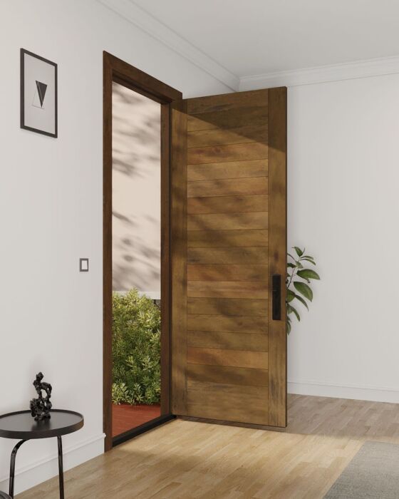 Mahogany Horizontal plank Modular Modern Shaker Single Door|MR5-P101-SW-SH