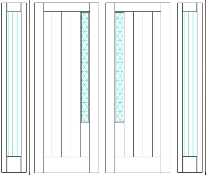 Mahogany Artistic Lite  Modular Modern Shaker Double Door, Sidelites|MRV-53G-2-SH