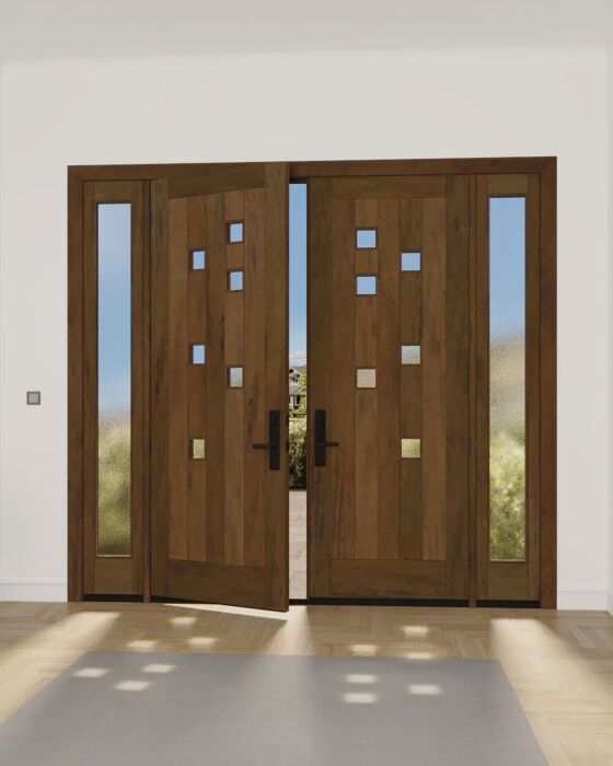 Mahogany Artistic Lite  Modular Modern Shaker Double Door, Sidelites|MRV-53G-6-AS