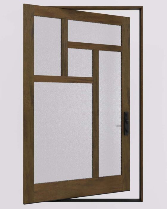Oculus| Mahogany Oculus Stylish Multi Lite SDL Contemporary Modern Shaker Pivot Door