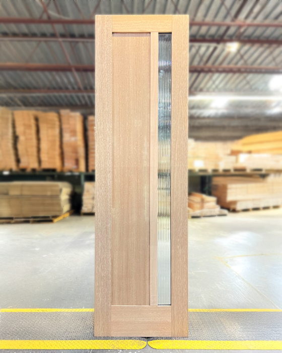 Mahogany Windermere Full Lite, 3 Lite SDL Contemporary Modern Shaker Single Door, Sidelite|G301-W-SH