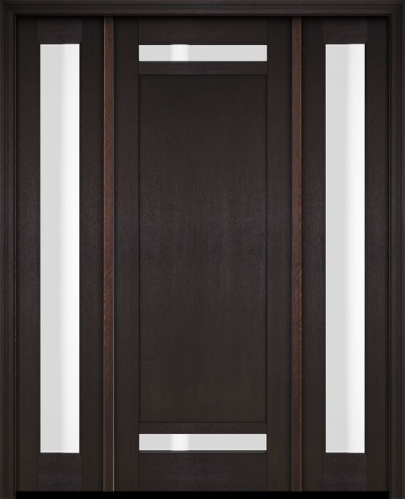 Mahogany Windermere 2 Lite  Contemporary Modern Shaker Single Door, Sidelites|P112-W-SH