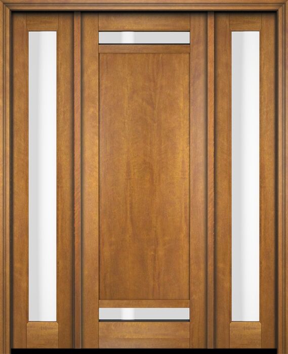 Mahogany Windermere 2 Lite  Contemporary Modern Shaker Single Door, Sidelites|P112-W-SH
