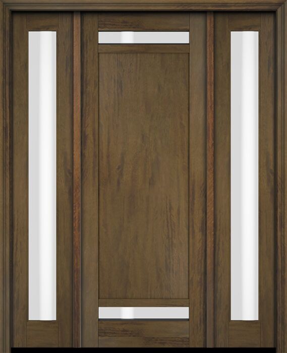 Mahogany Windermere 2 Lite  Contemporary Modern Shaker Single Door, Sidelites|P112-W-SH
