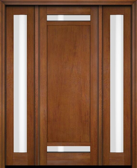 Mahogany Windermere 2 Lite  Contemporary Modern Shaker Single Door, Sidelites|P112-W-SH