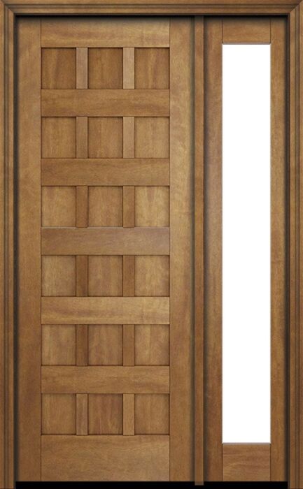 Mahogany Ribera Modern 7+ Panel Shaker Solid Single Door, Sidelite