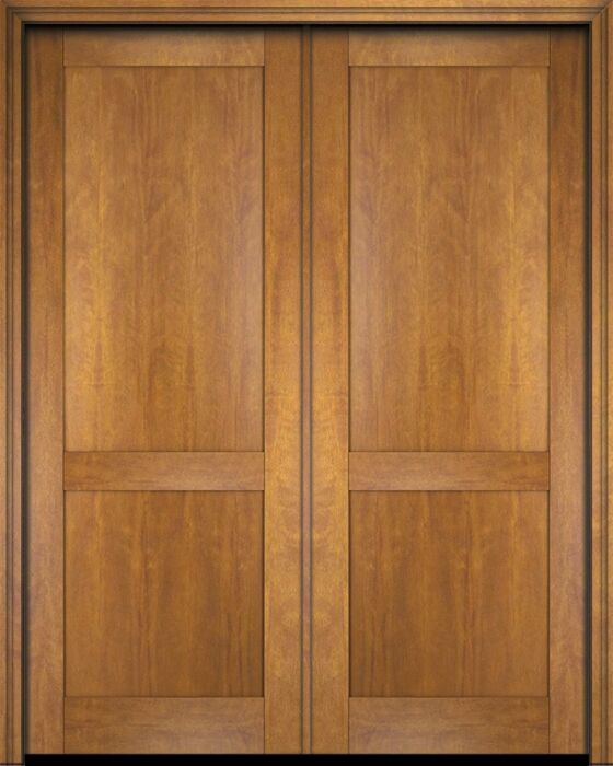 Mahogany Modern 2 Panel Shaker Solid Double Door|P201-SH-SH