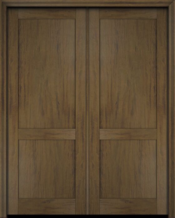Mahogany Modern 2 Panel Shaker Solid Double Door|P201-SH-SH