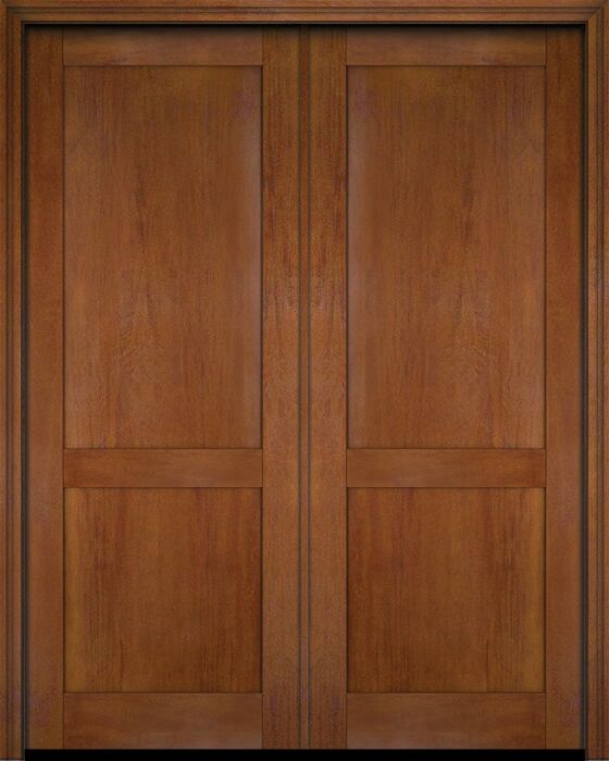 Mahogany Modern 2 Panel Shaker Solid Double Door|P201-SH-SH