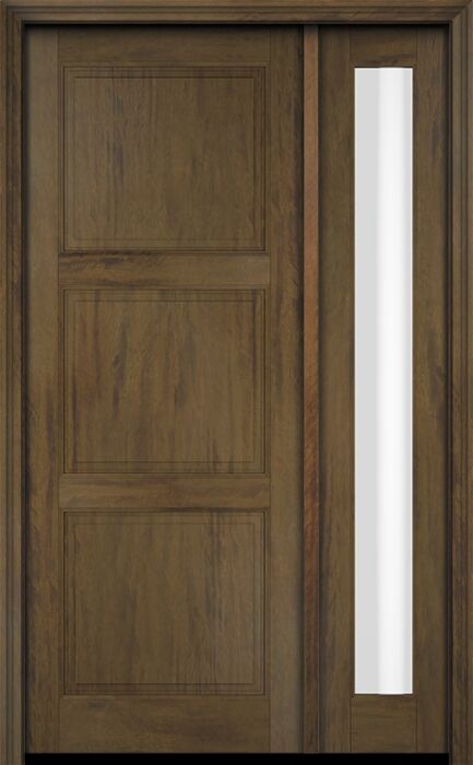 Mahogany 3 Panel Solid Single Door, Sidelite|P301-S-OG
