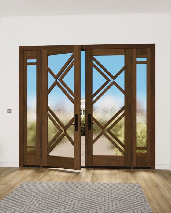 Mahogany Ras-10 Full Lite, Artistic Lite Designer SDL Shaker Double Door, Sidelites