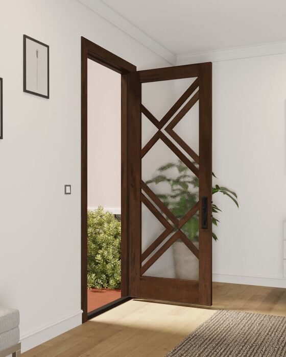Mahogany Ras-10 Full Lite, Artistic Lite Designer SDL Shaker Single Door