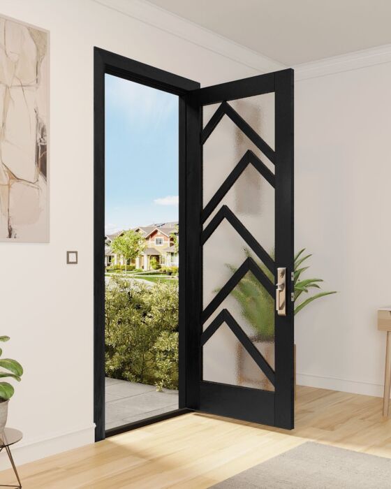 Mahogany Ras-11 Full Lite, Artistic Lite Designer SDL Shaker Single Door