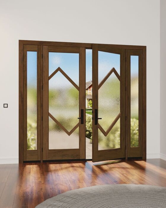 Mahogany Ras-9 Full Lite, Artistic Lite Designer SDL Shaker Double Door, Sidelites