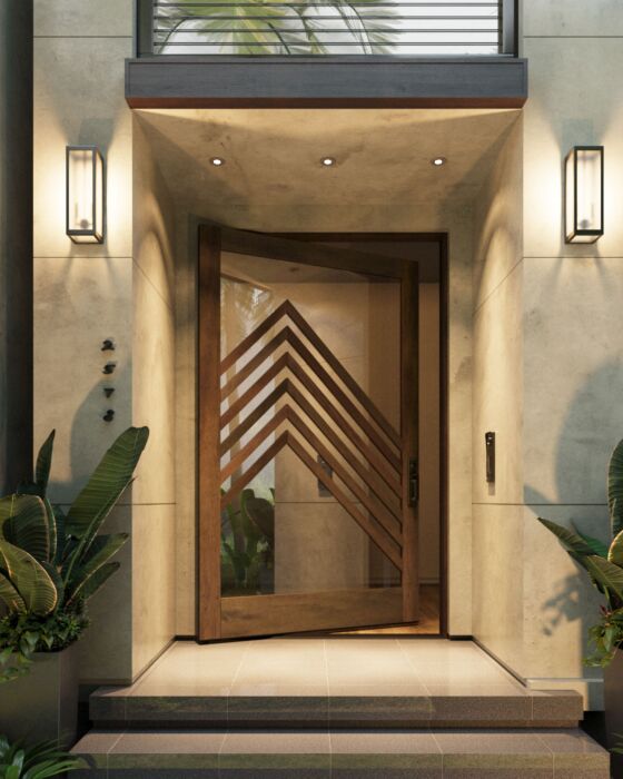 RAS-3| Mahogany RAS-3 Stylish Multi Lite SDL Designer Shaker Pivot Door