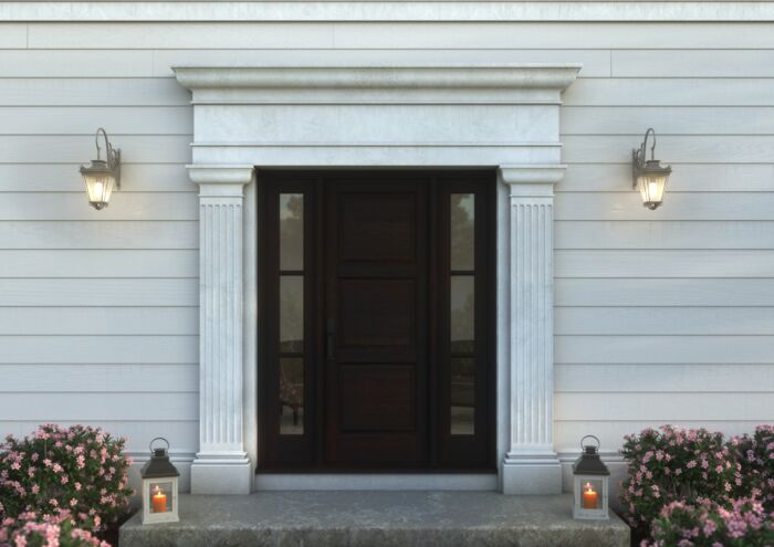 Mahogany 3 Panel Solid Single Door, Sidelites|P301-S-OG