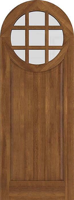 Mahogany Circle Round Top 9 Lite, Top View SDL 1 Panel Single Door|GC901-RT-OG