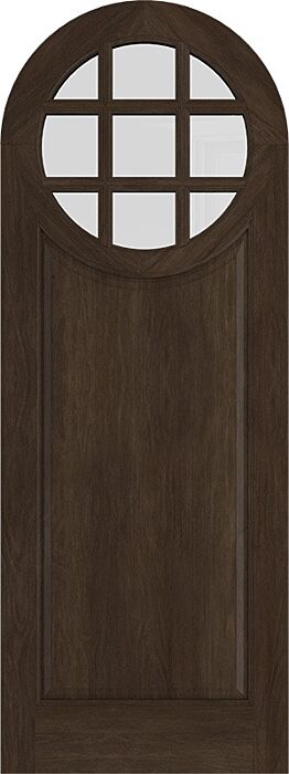 Mahogany Circle Round Top 9 Lite, Top View SDL 1 Panel Single Door|GC901-RT-OG