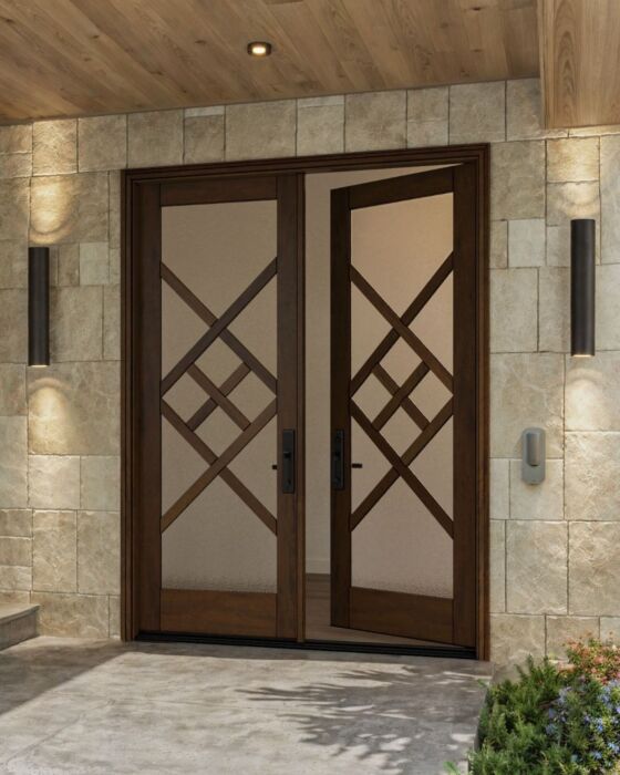 Mahogany Victoria Full Lite, Artistic Lite Designer SDL Contemporary Modern Shaker Double Door