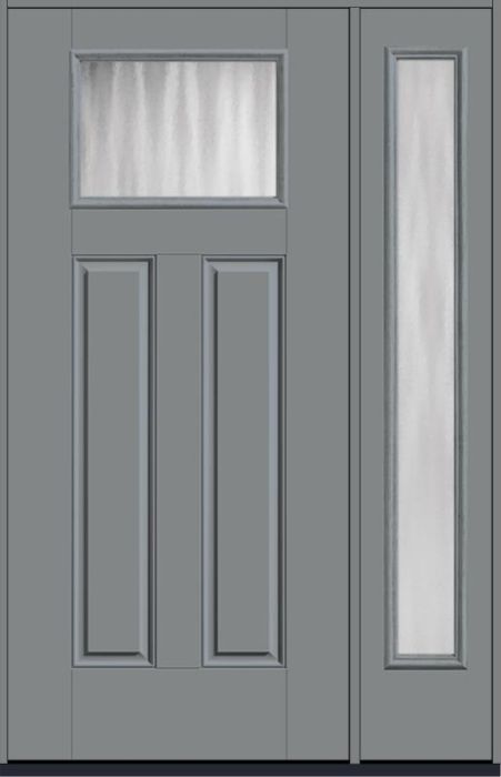 80 Chinchilla Craftsman Top View 2 Panel Smooth Fiberglass Single Door,Sidelite , WBD Impact