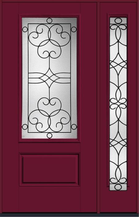 80 Salinas 3/4 Lite 1 Panel Smooth Fiberglass Single Door,Sidelite , WBD Impact