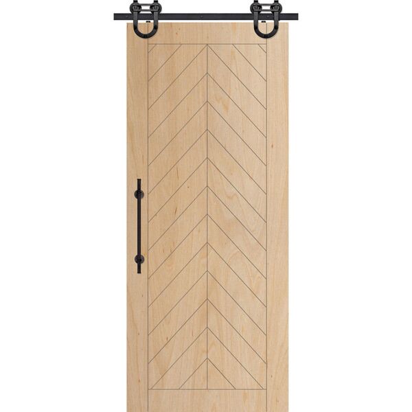 84" Birch Chevron Solid Contemporary Single Barn Door