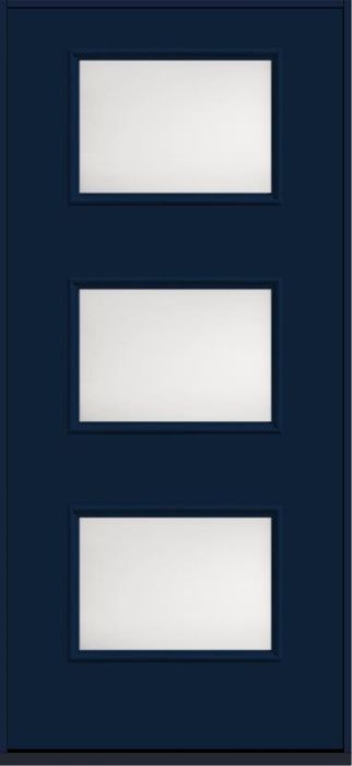 80 Satin Etch Modern Pulse Ari 3-Lite Smooth Fiberglass Single Door , WBD Impact