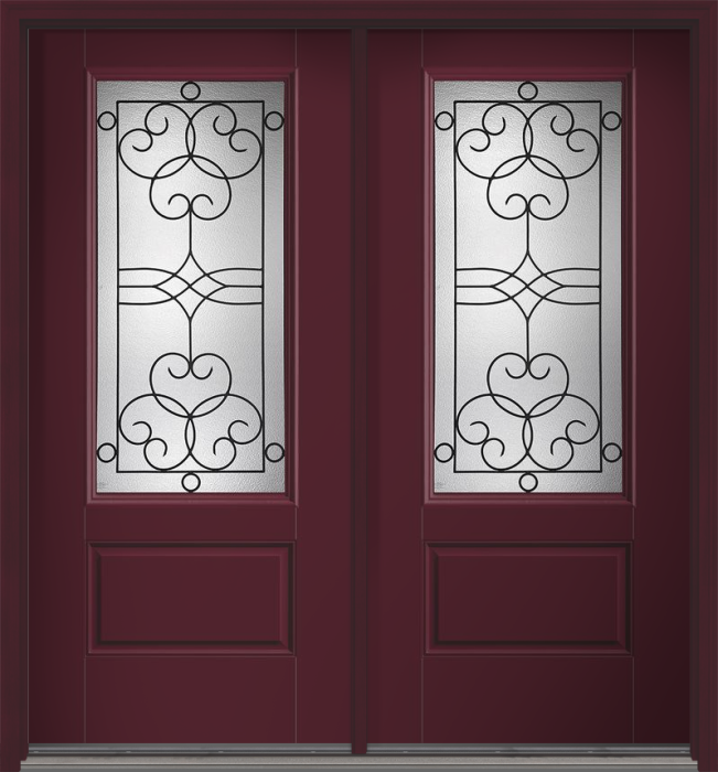 80 Salinas 3/4 Lite 1 Panel Smooth Fiberglass Double Doors , WBD Impact