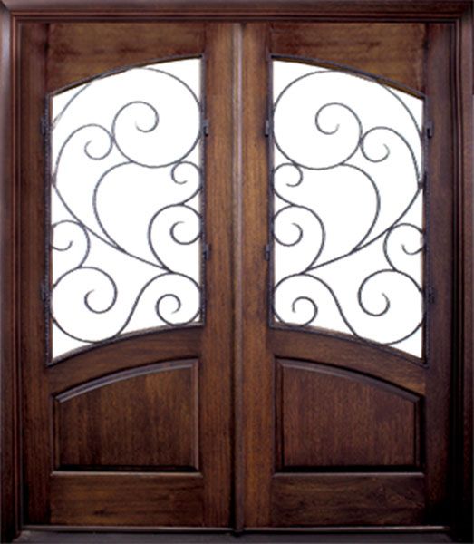 80" Mahogany Aberdeen Double Door w Burlwood Iron