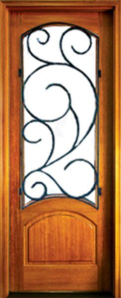 96" Mahogany Aberdeen Single Door w Burlwood Iron