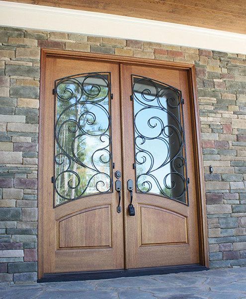96" Mahogany Aberdeen Double Door w Burlwood Iron