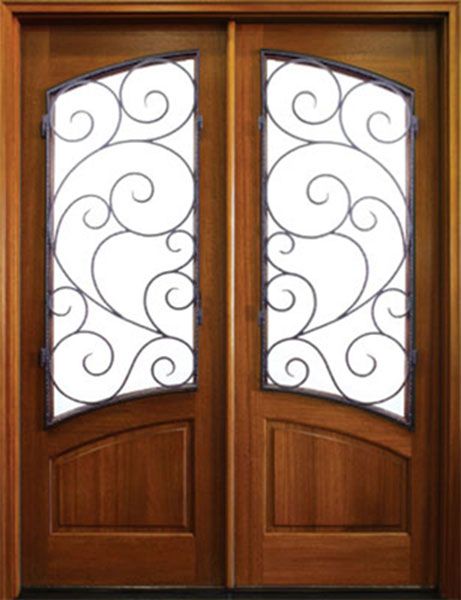 96" Mahogany Aberdeen Double Door w Burlwood Iron