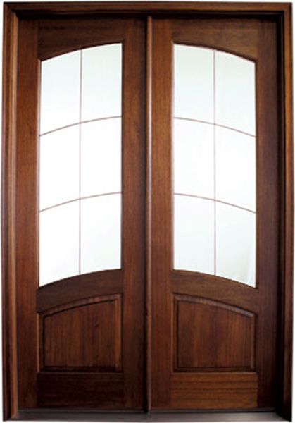 96" Mahogany Aberdeen Leaded 6 Lite Double Door