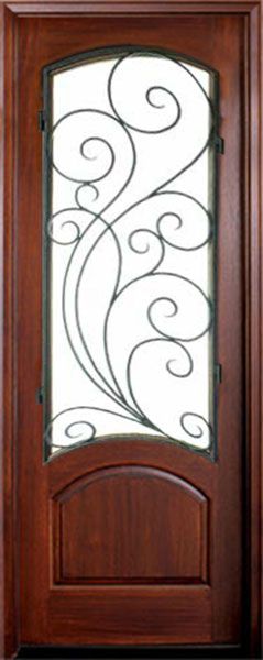 96" Mahogany Aberdeen Single Door w Redwood Iron