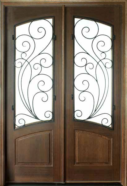 96" Mahogany Aberdeen Double Door w Redwood Iron