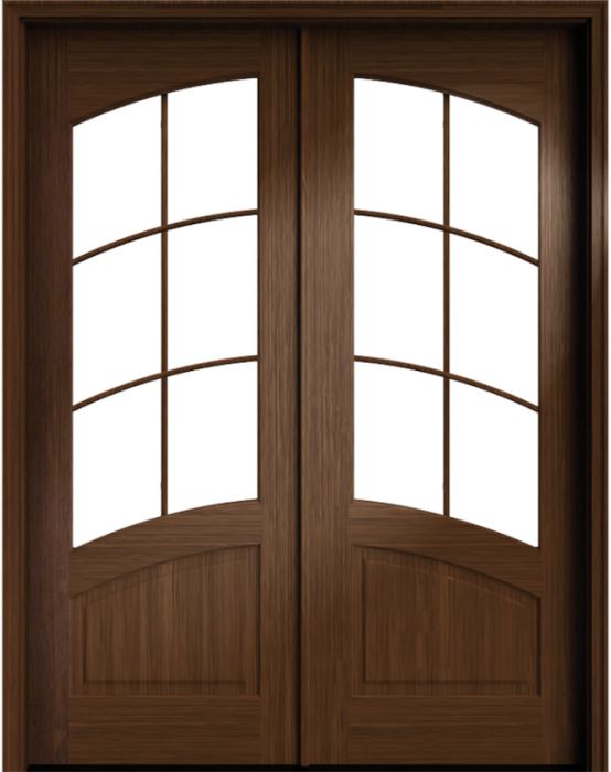 96" Mahogany Aberdeen 6 Lite SDL Double Door