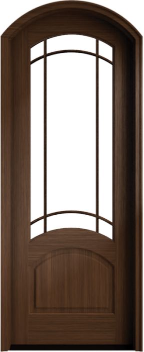 96" Mahogany Aberdeen 9 Lite Prairie SDL Single Door/Arch Top