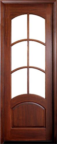 96" Mahogany or Knotty Alder Aberdeen TDL 6 Lite Single Door