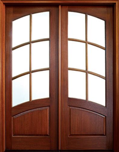 96" Mahogany or Knotty Alder Aberdeen TDL 6 Lite Double Door