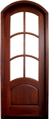 96" Mahogany or Knotty Alder Aberdeen TDL 6 Lite Single Door/Arch Top