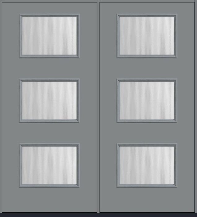 80 Chinchilla Modern Pulse Ari 3-Lite Smooth Fiberglass Double Doors , WBD Impact