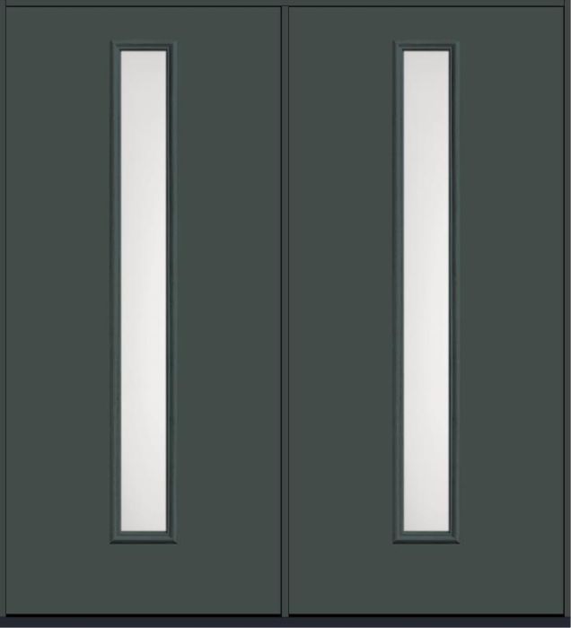 80 Satin Etch Modern Pulse Linea Centered Smooth Fiberglass Double Doors , WBD Impact