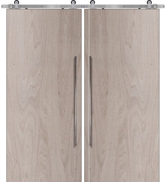 80" Birch Flush Solid Contemporary Double Barn Door