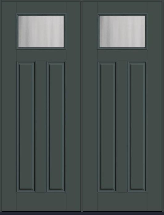 96 Chinchilla Craftsman Top View 2 Panel Smooth Fiberglass Double Doors , WBD Impact