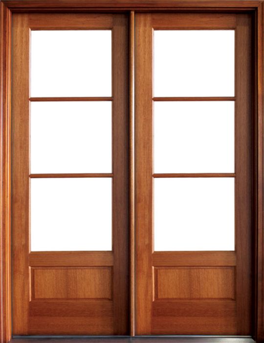 96" Mahogany Alexandria TDL 3 Lite Double Door