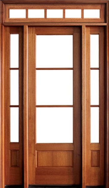 96" Mahogany Alexandria TDL 3 Lite Single Door/2Sidelite & Rec Transom
