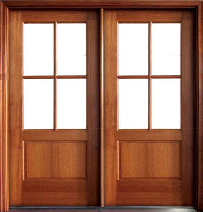 80" Mahogany Alexandria TDL 4 Lite Double Door