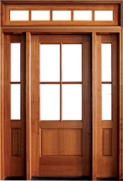 80" Mahogany Alexandria TDL 4 Lite Single Door/2Sidelite & Rec Transom