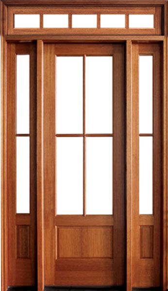 96" Mahogany Alexandria TDL 4 Lite Single Door/2Sidelite & Rec Transom