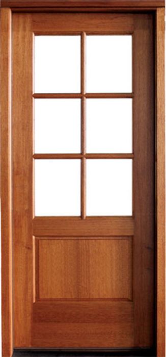 80" Mahogany Alexandria TDL 6 Lite Single Door